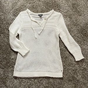 Eddie Bauer Crochet Sweater in white